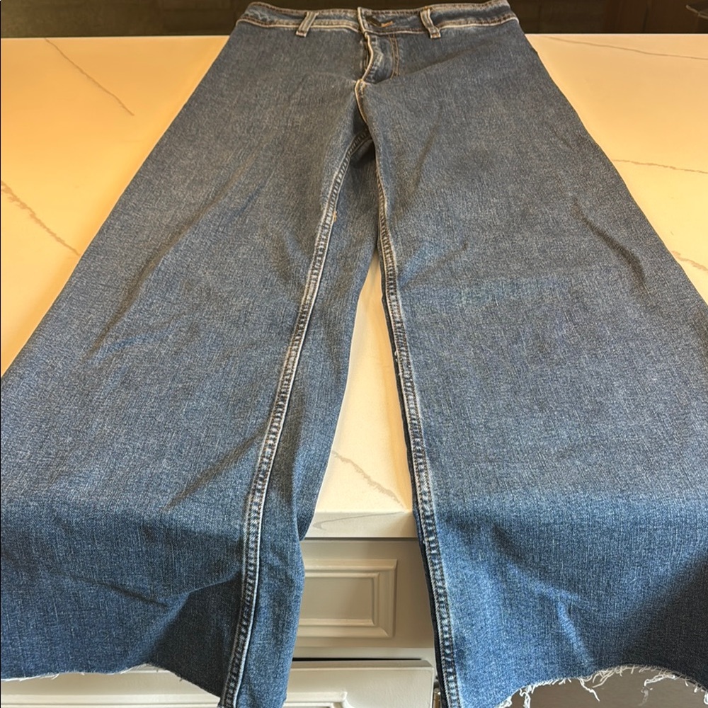 Zara Blue Flare Wide Leg Jeans